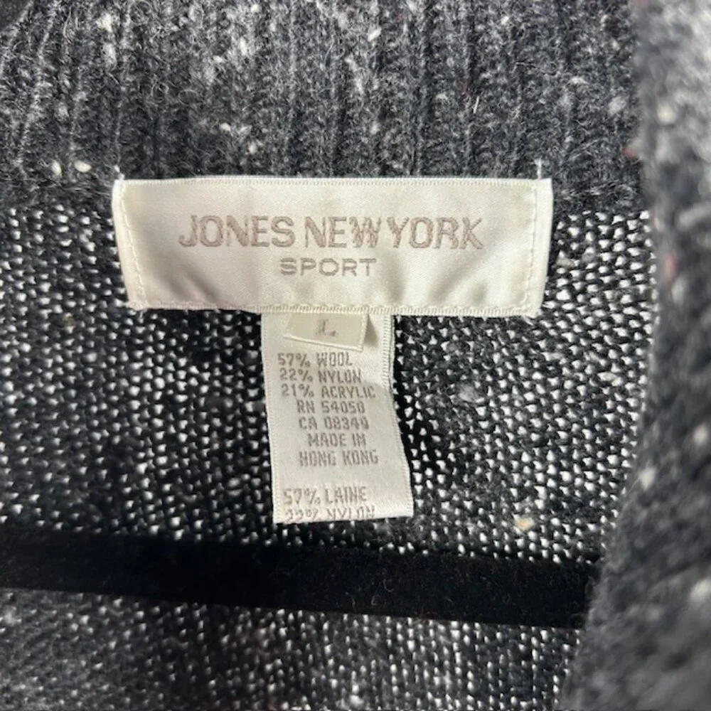 Jones New York Women's Large Holiday Reindeer Snowflakes Sweater Wool Blend‎